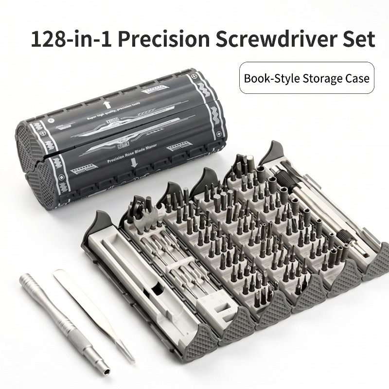 Electronics Repair Book - 128-in-1 schroevendraaierset Precisiereparatieset Boekvormige handleiding Draagbare